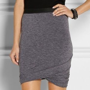 T Alexander Wang Jersey Knit Ruched Twist Bubble Mini Skirt Heather Gray Sz M